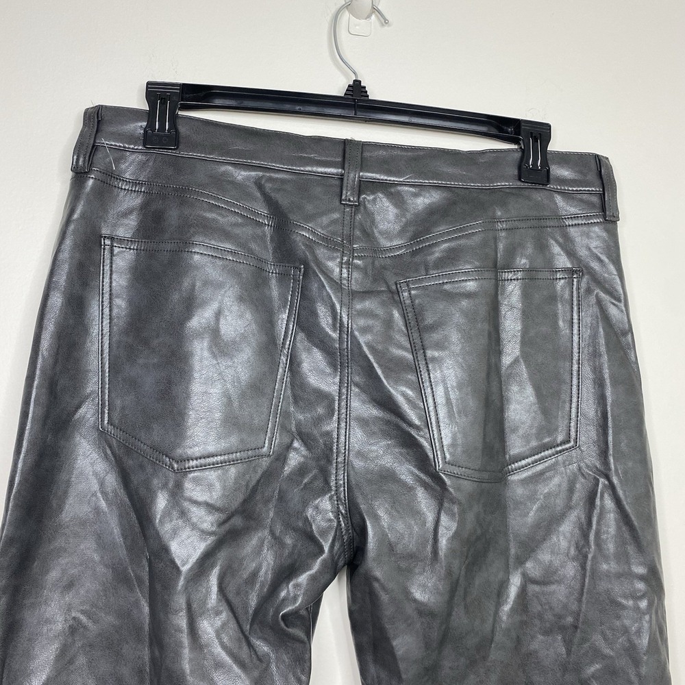 AGOLDE Sloane Recycled Leather-Blend Mid-Rise Straight-Leg Pants Dark Gray - Picture 7 of 15